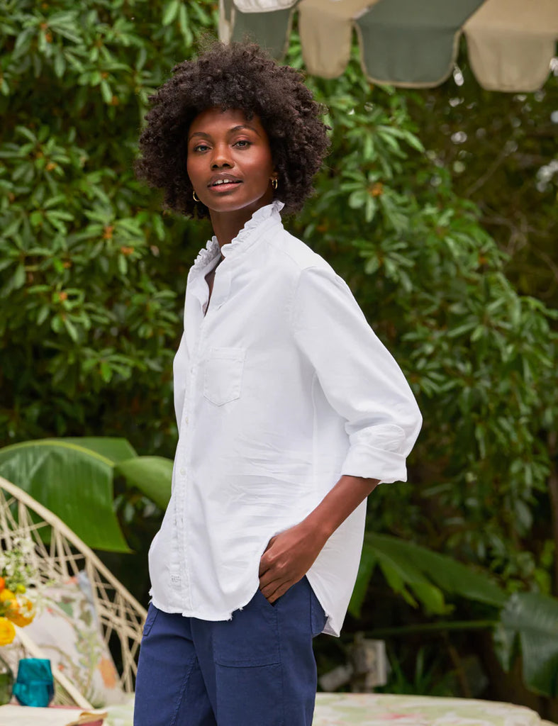 EILEEN RUFFLE Ruffle Collar Button-Up Shirt