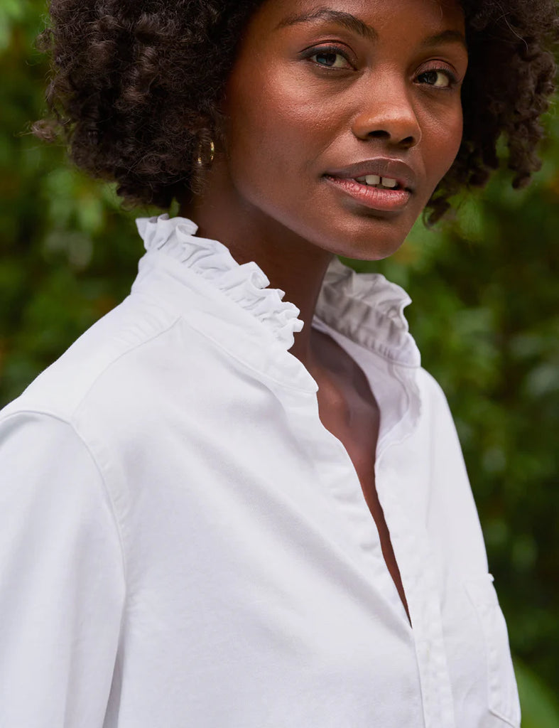 EILEEN RUFFLE Ruffle Collar Button-Up Shirt