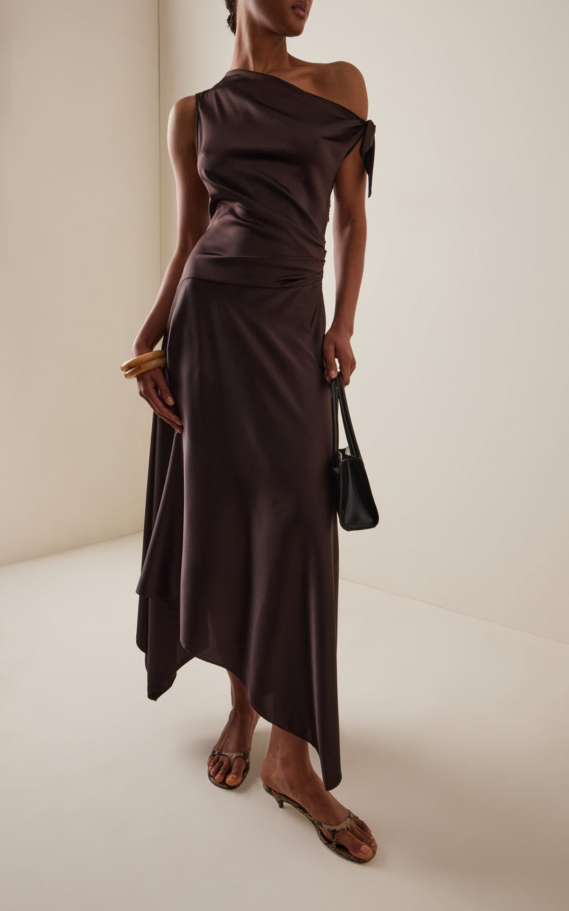 brown staud dress Portia Silk Staud calluna dress H & M Blue 19/01/2026 The pleated cotton midi Material:Velvet