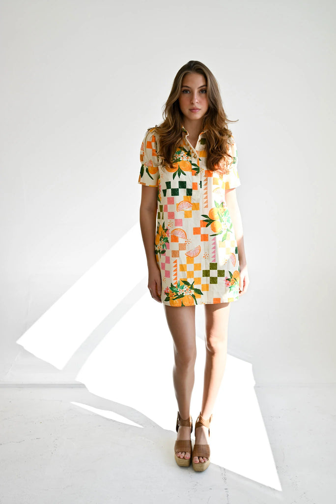 Everything Short Sleeve Dress Oranges
