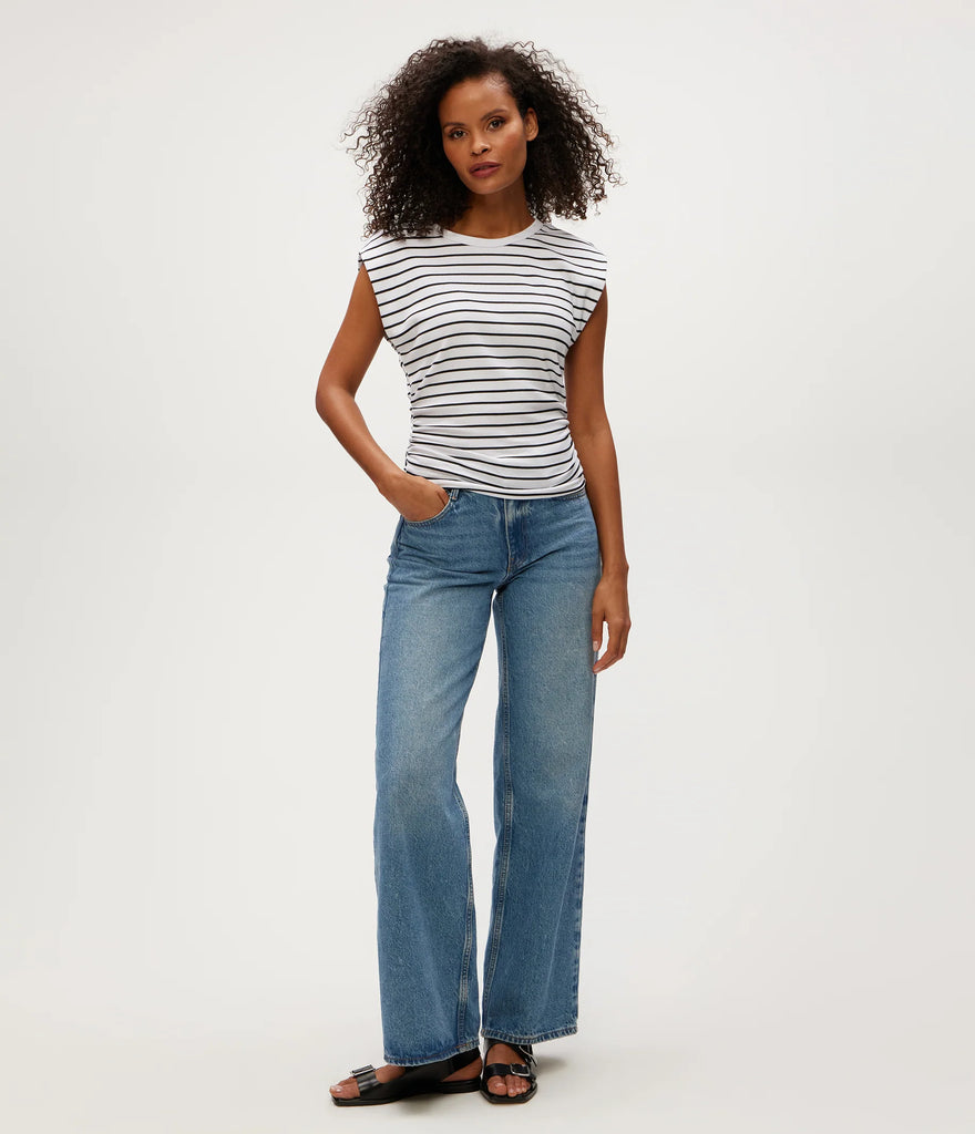 Joni Striped Power Shoulder Tee