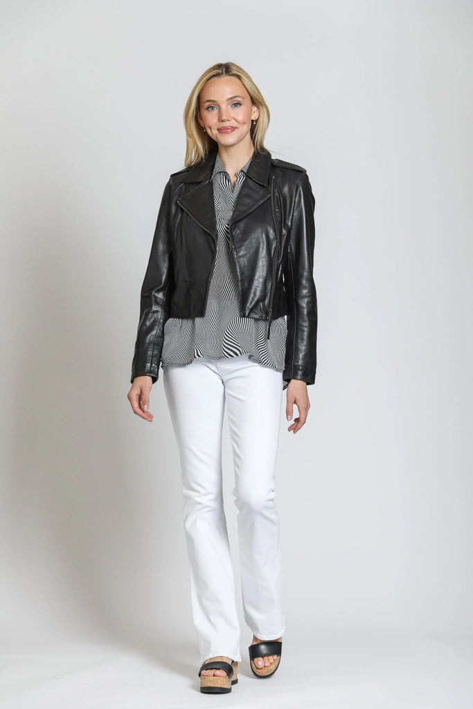 Cropped Washed & Waxed Leather Jacket