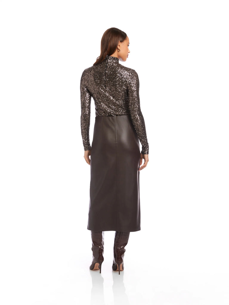 Kaia Faux Leather Midi Skirt