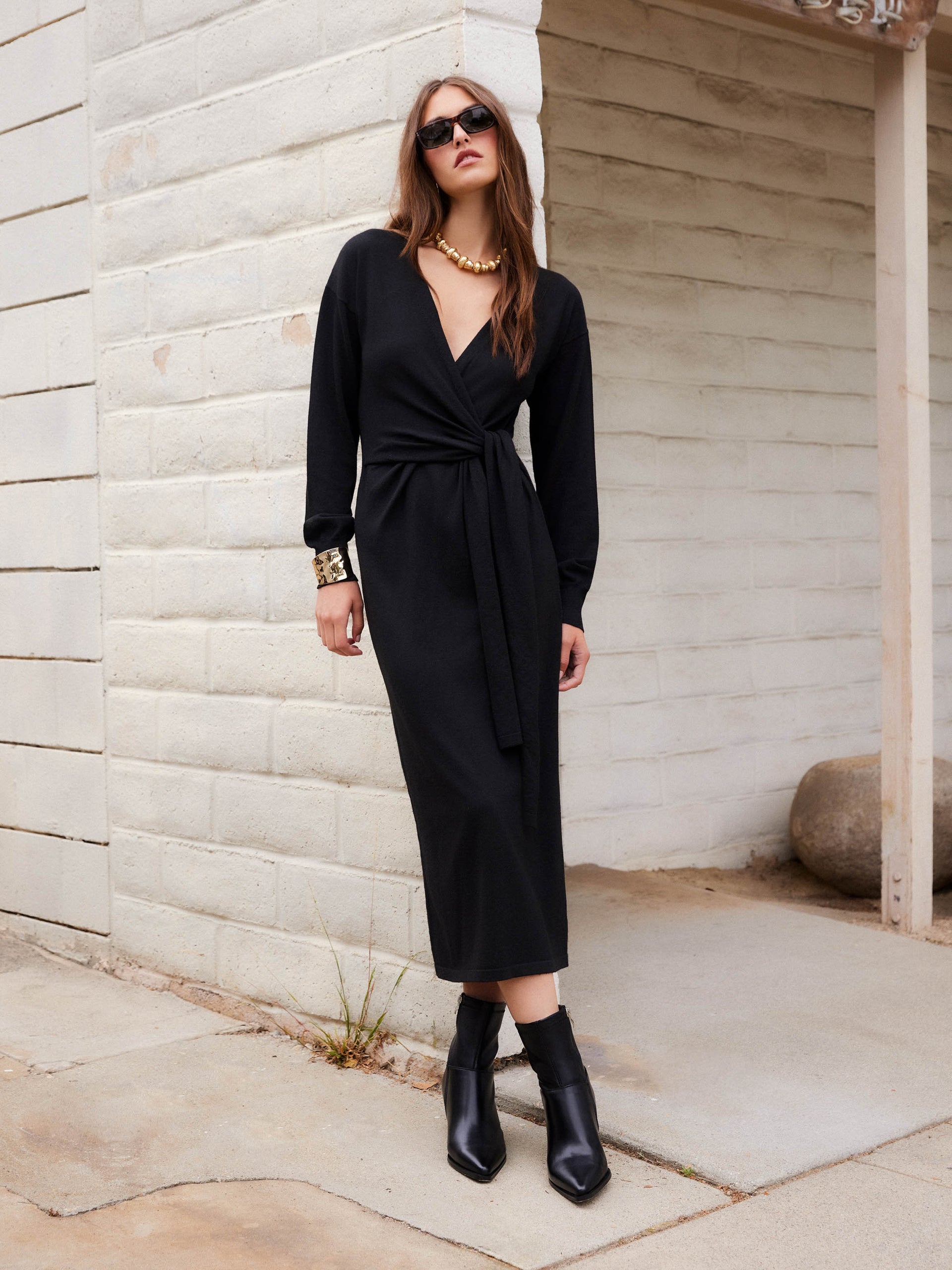 wrap knit sweater dress Raya Nursing wrap