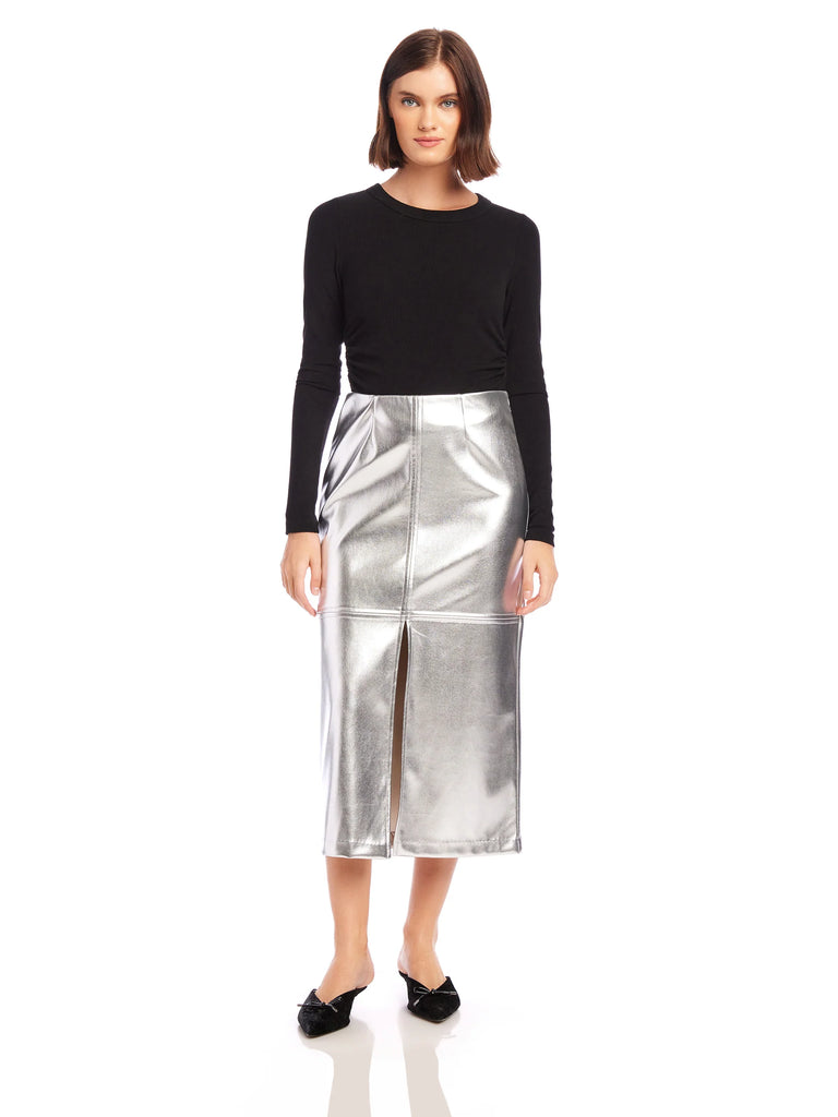 Kaia Faux Leather Midi Skirt