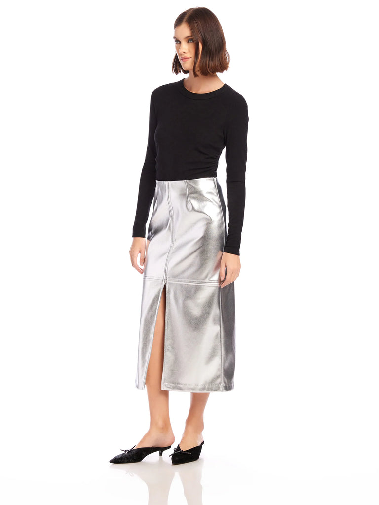 Kaia Faux Leather Midi Skirt