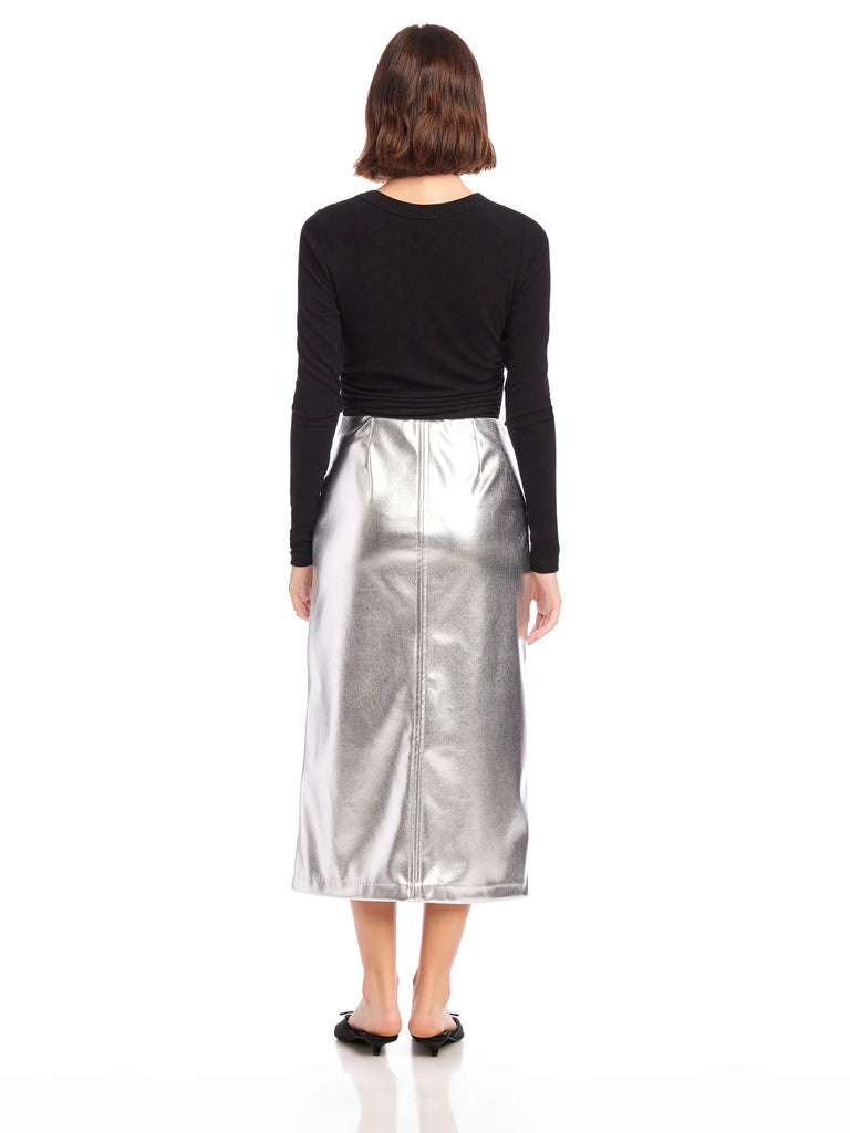 Kaia Faux Leather Midi Skirt