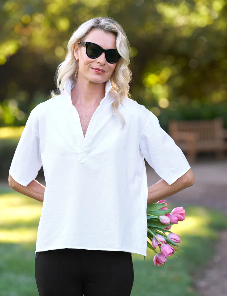 PATTY Short-Sleeve Popover Henley