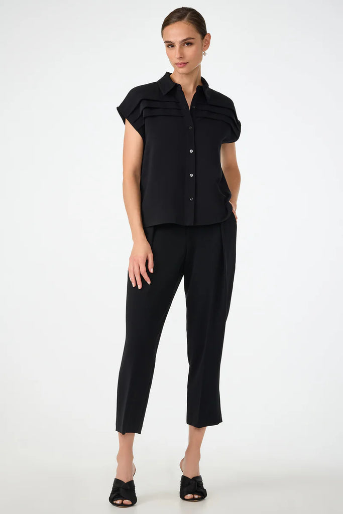 Cheri Pleated Button-Front Top
