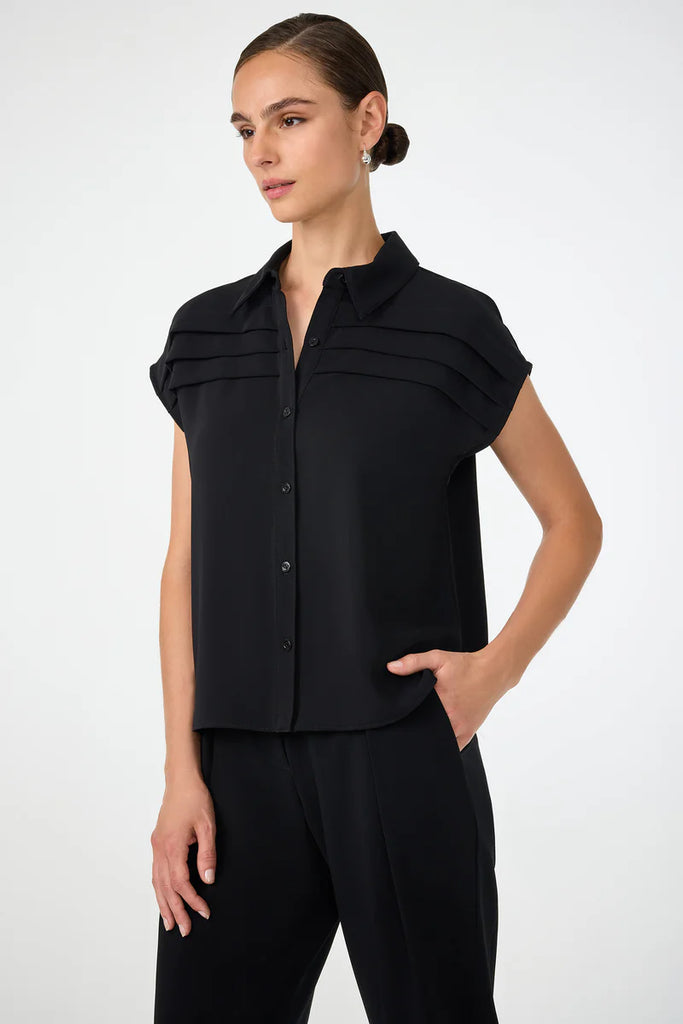 Cheri Pleated Button-Front Top