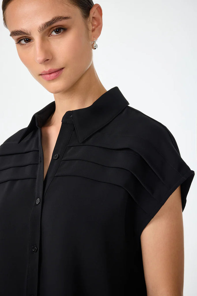 Cheri Pleated Button-Front Top