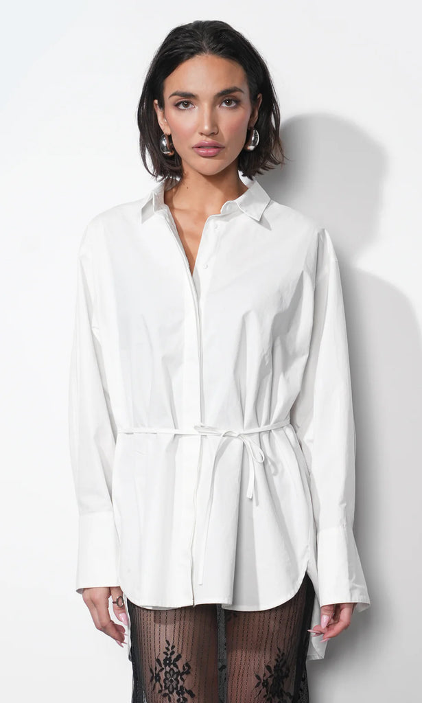 Charlotte Longline Oversized Button Up Shirt W/ Removable Tie