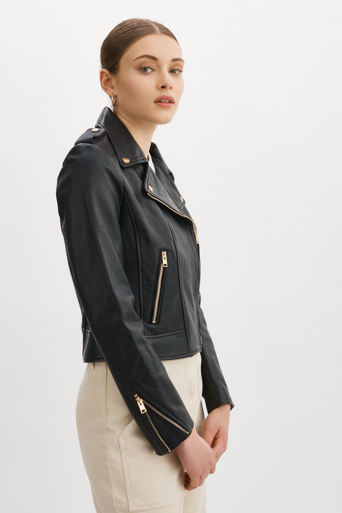 Donna Gold - Iconic Leather Biker Jacket