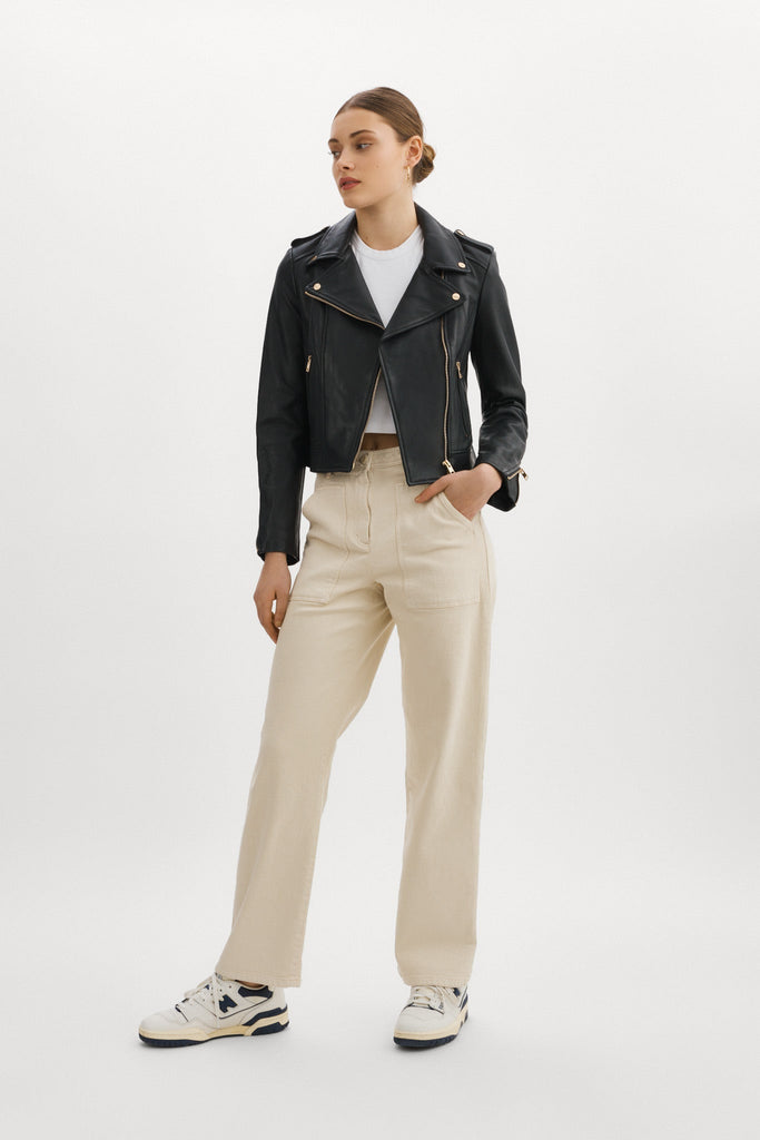 Donna Gold - Iconic Leather Biker Jacket