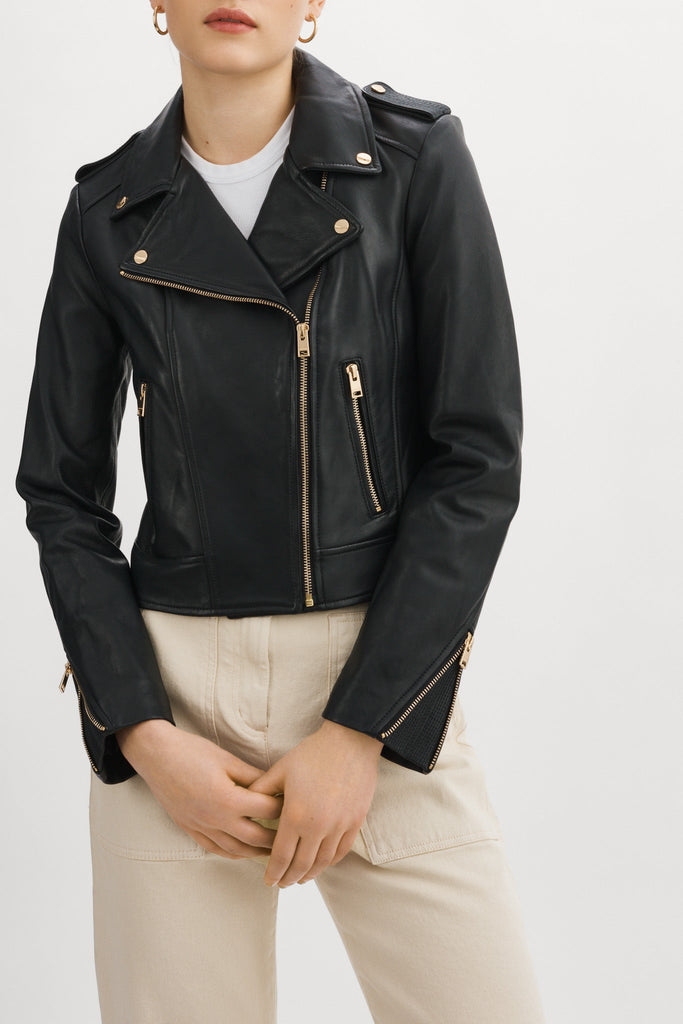 Donna Gold - Iconic Leather Biker Jacket