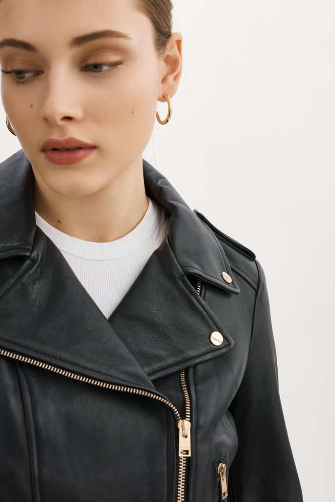 Donna Gold - Iconic Leather Biker Jacket