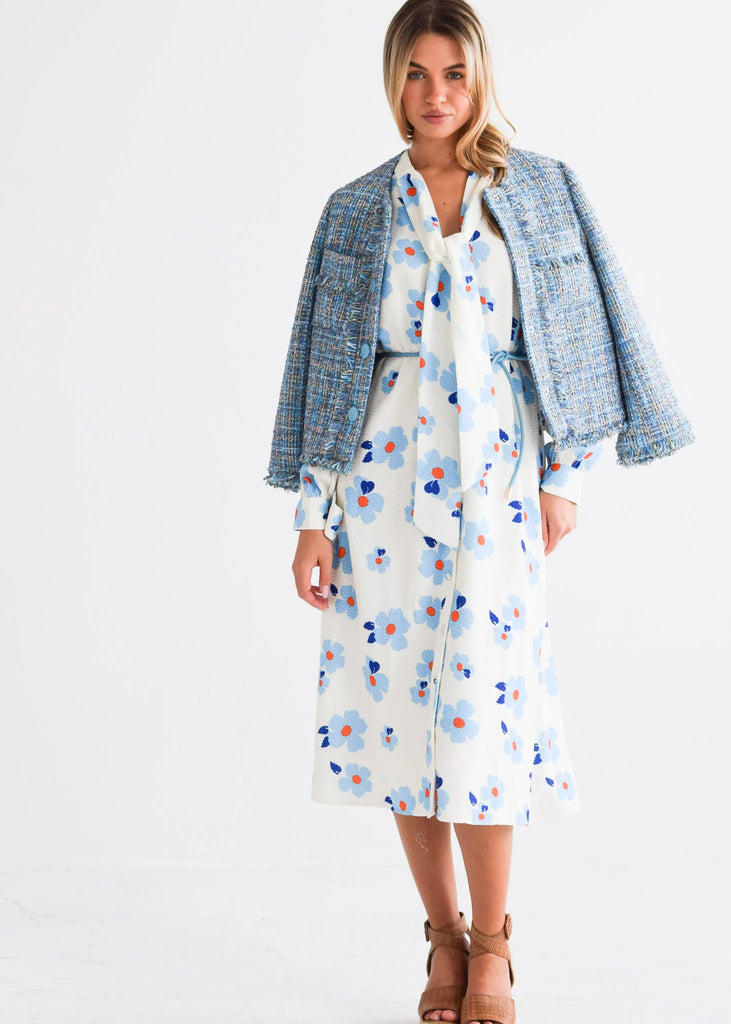 Boxy Jacket Blue Tweed