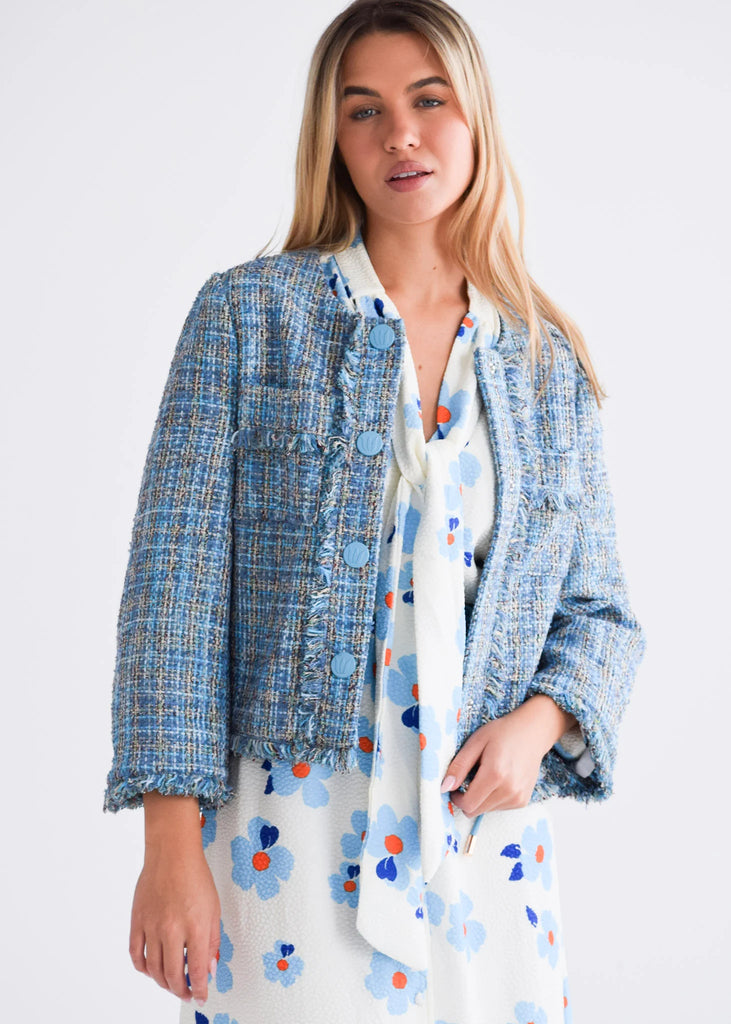 Boxy Jacket Blue Tweed