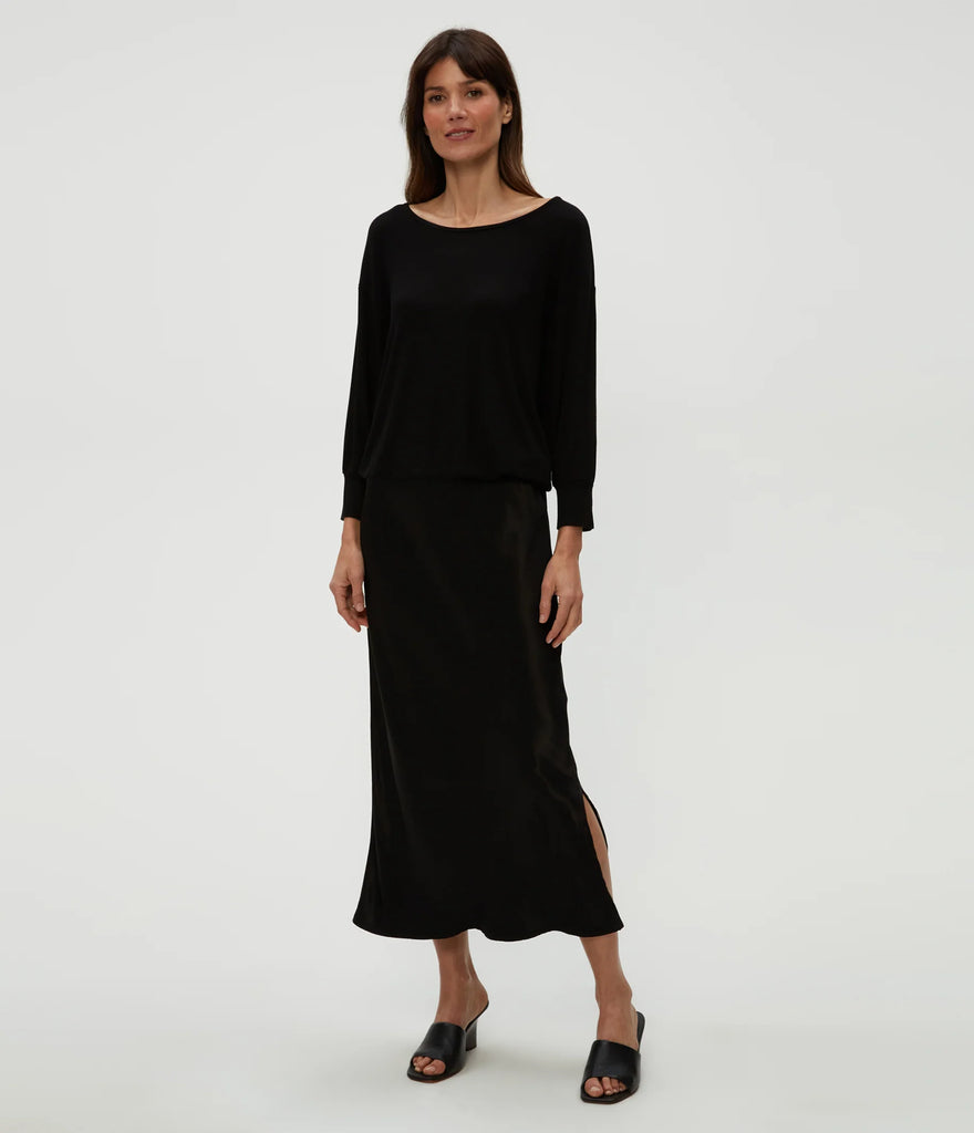 Nadia Mixed Fabric Satin Dress