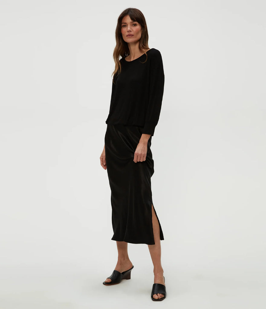 Nadia Mixed Fabric Satin Dress