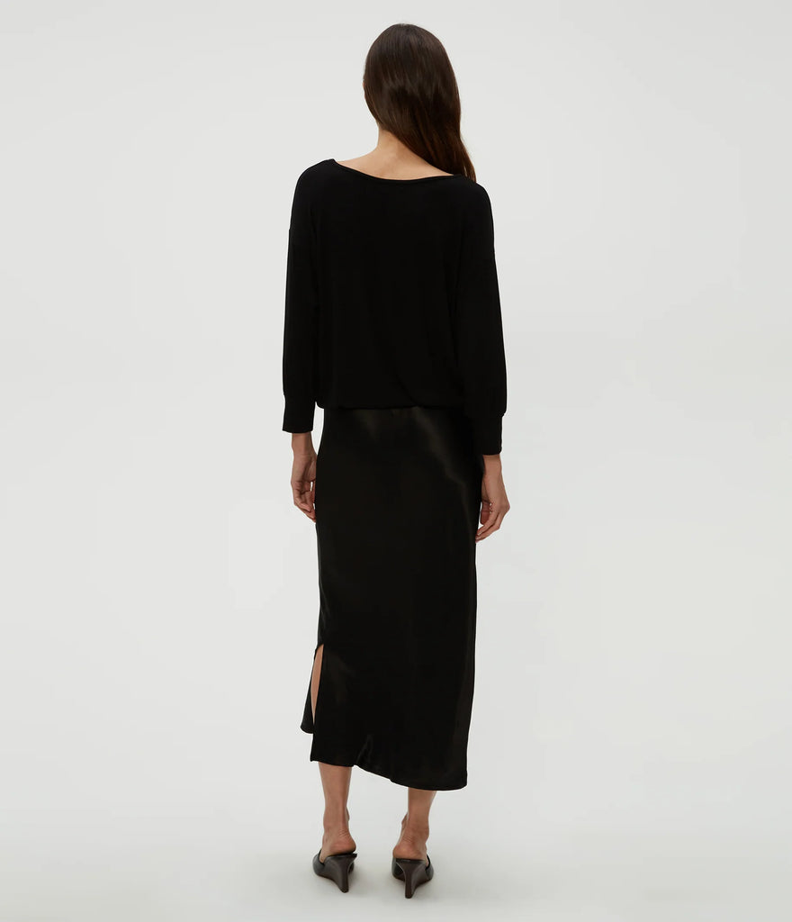 Nadia Mixed Fabric Satin Dress