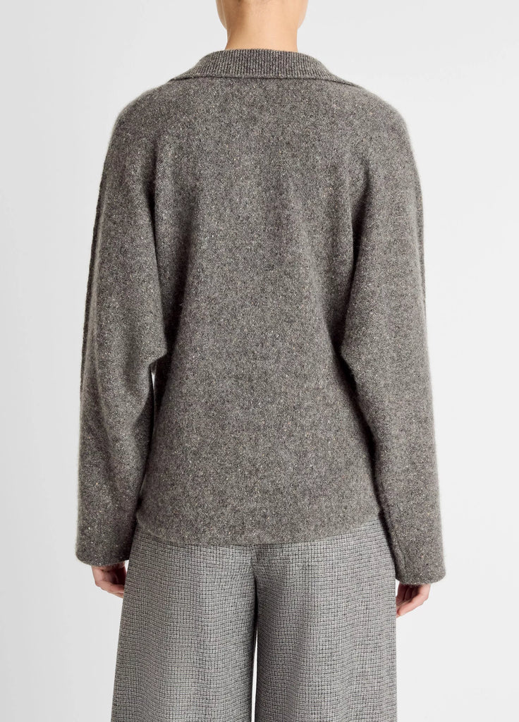 Donegal Plush Cashmere Dolman-Sleeve Polo Sweater