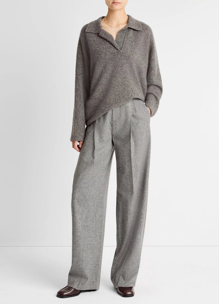 Donegal Plush Cashmere Dolman-Sleeve Polo Sweater