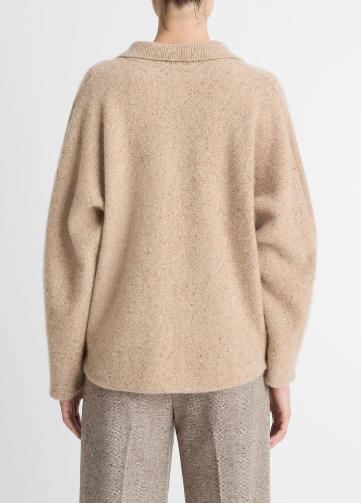 Donegal Plush Cashmere Dolman-Sleeve Polo Sweater