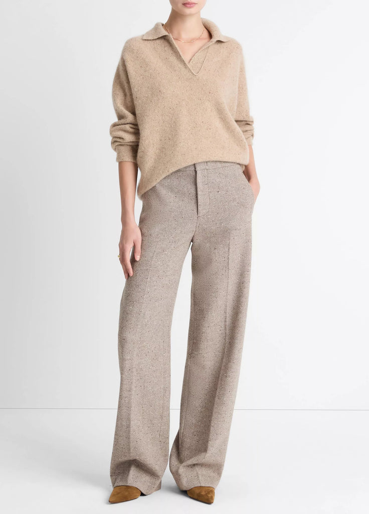 Donegal Plush Cashmere Dolman-Sleeve Polo Sweater