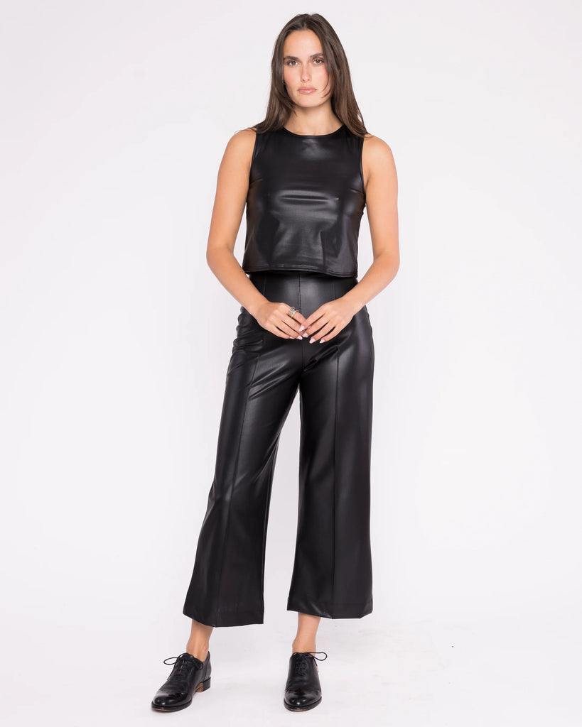 Vegan Leather Straight Leg Pant Cropped