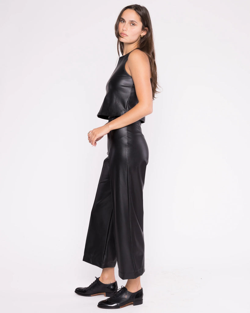 Vegan Leather Straight Leg Pant Cropped