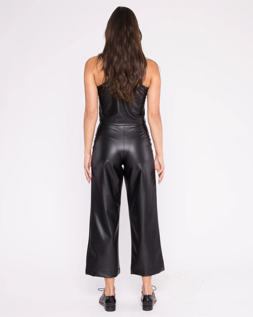 Vegan Leather Straight Leg Pant Cropped