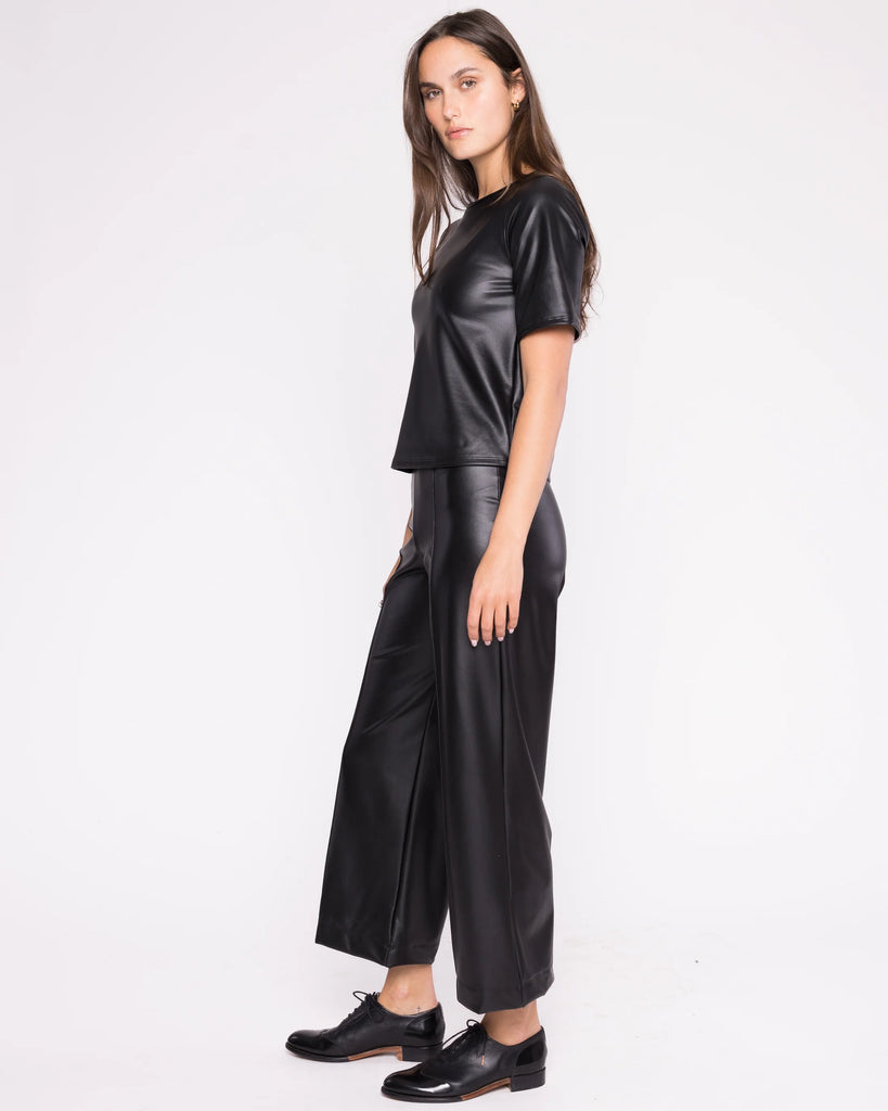 Vegan Leather Short Sleeve Top Extended