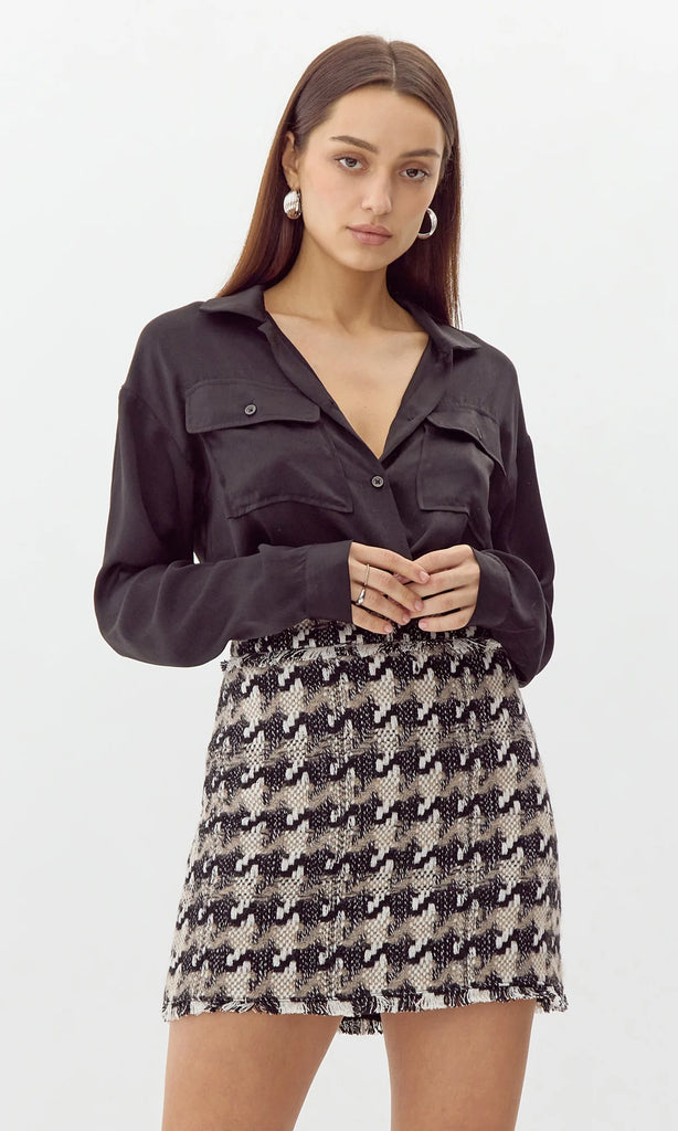 Lenny Houndstooth Tweed Mini Skirt