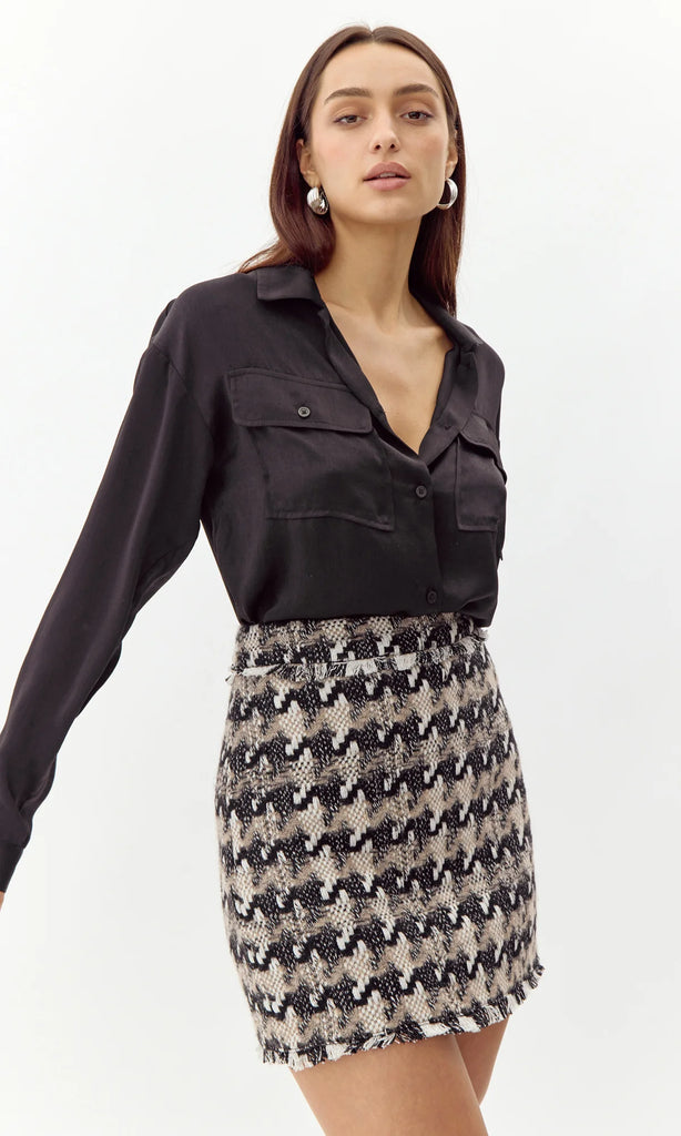 Lenny Houndstooth Tweed Mini Skirt