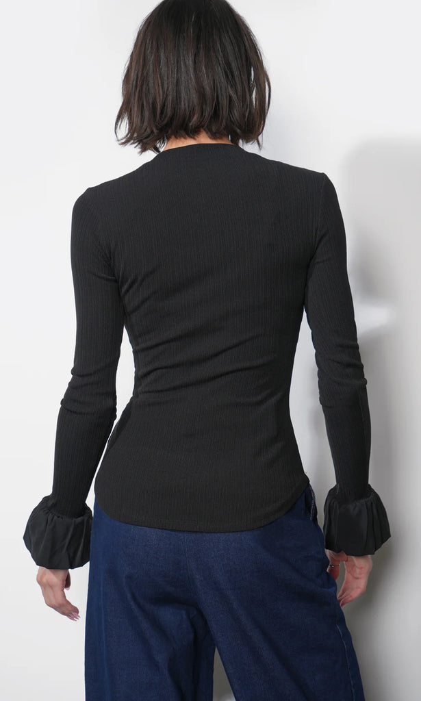 Audrey Ribbed Knit Bubble Cuff Top