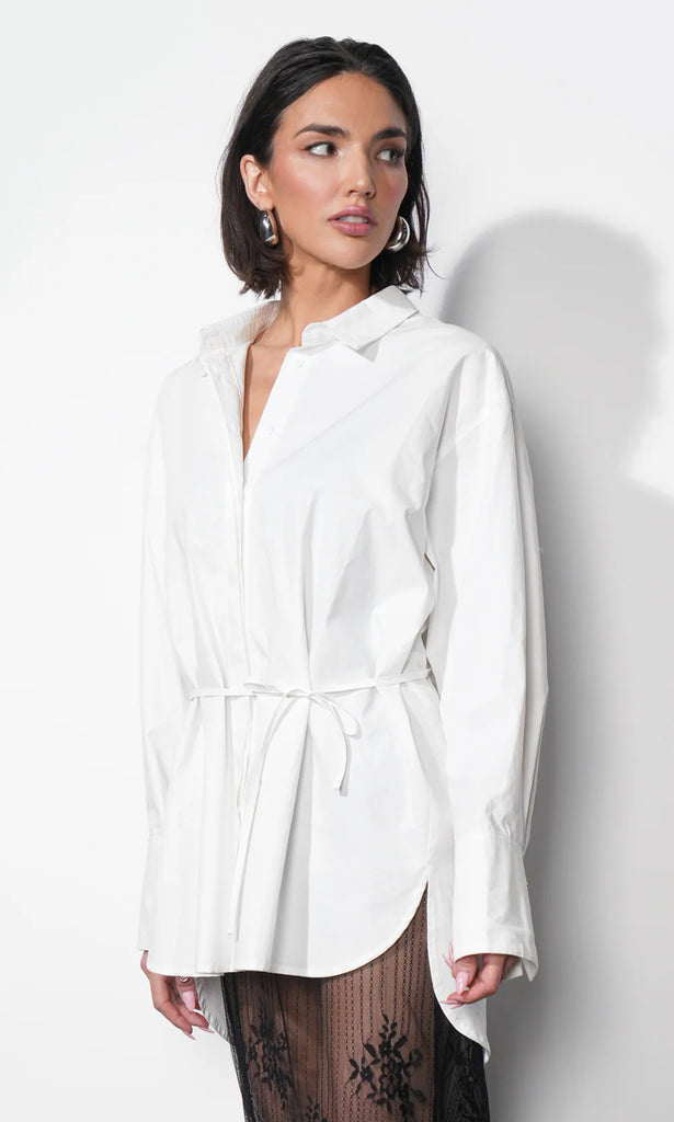 Charlotte Longline Oversized Button Up Shirt W/ Removable Tie