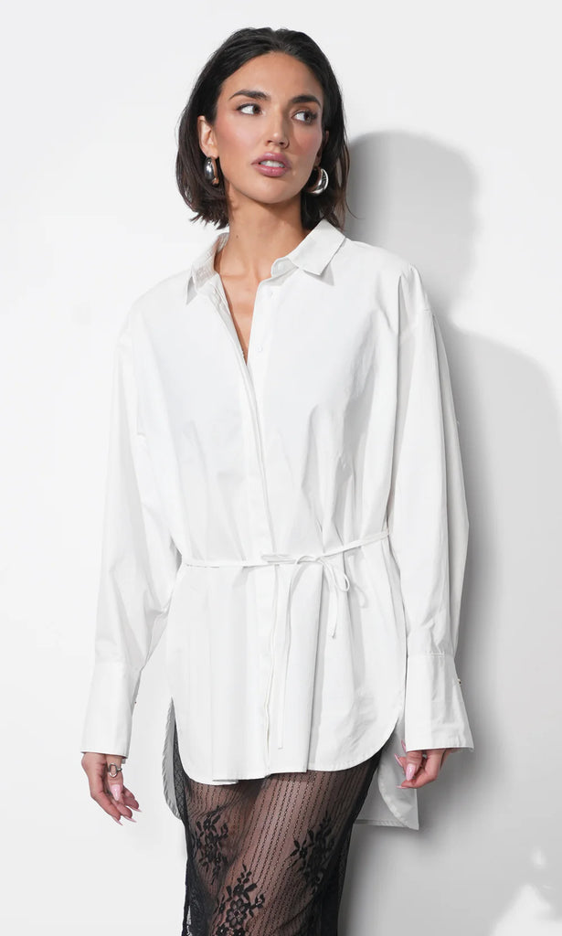Charlotte Longline Oversized Button Up Shirt W/ Removable Tie