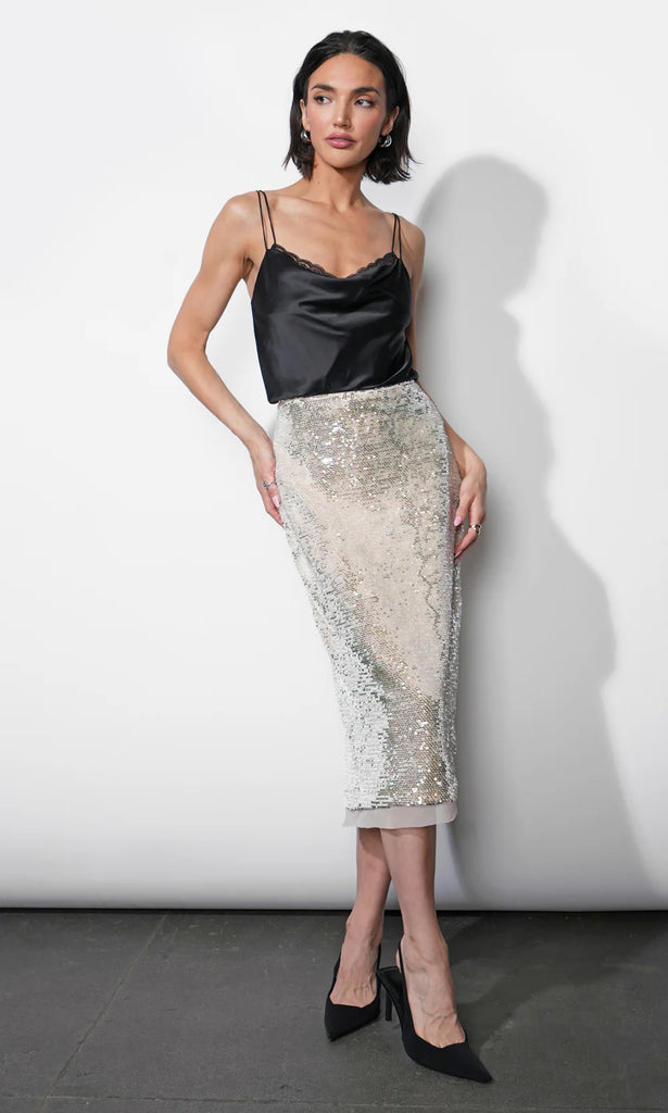 Gianna Velvet Sequin Midi Skirt