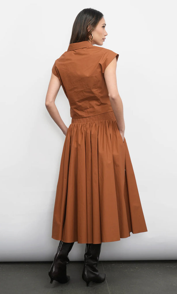 Eloise Wrap Front Extended Shoulder Poplin Top