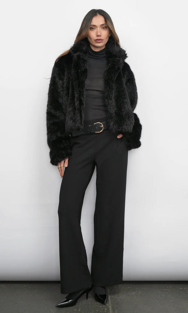 Maddox Shaggy Faux Fur Cropped Coat