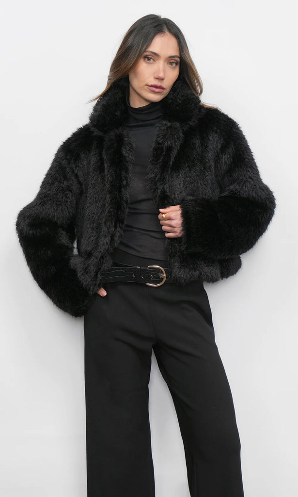 Maddox Shaggy Faux Fur Cropped Coat