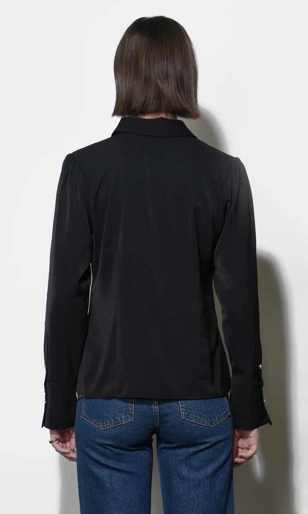 Naomi Bell Cuff Slim Blouse W/ Gold Buttons