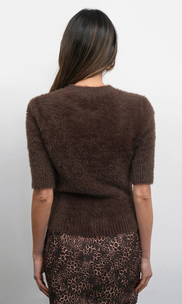 Odette Fuzzy Elbow Sleeve Knit Top
