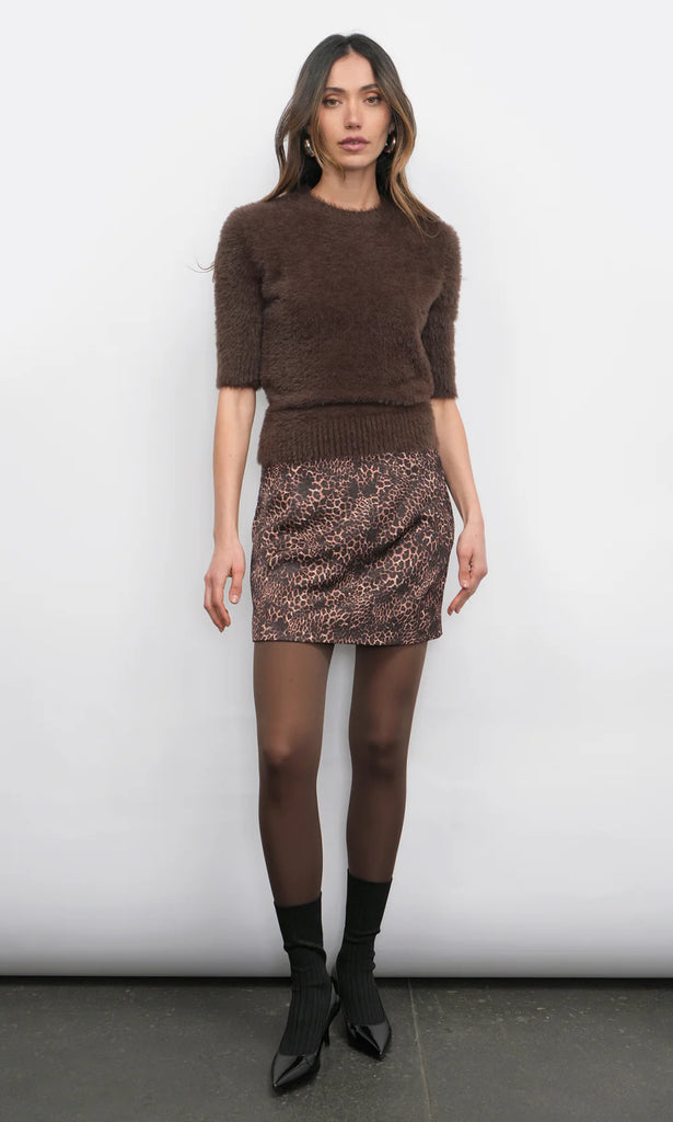 Odette Fuzzy Elbow Sleeve Knit Top