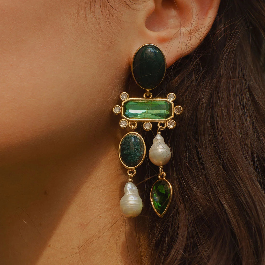 Luxe Greenwich Earrings Green Multi