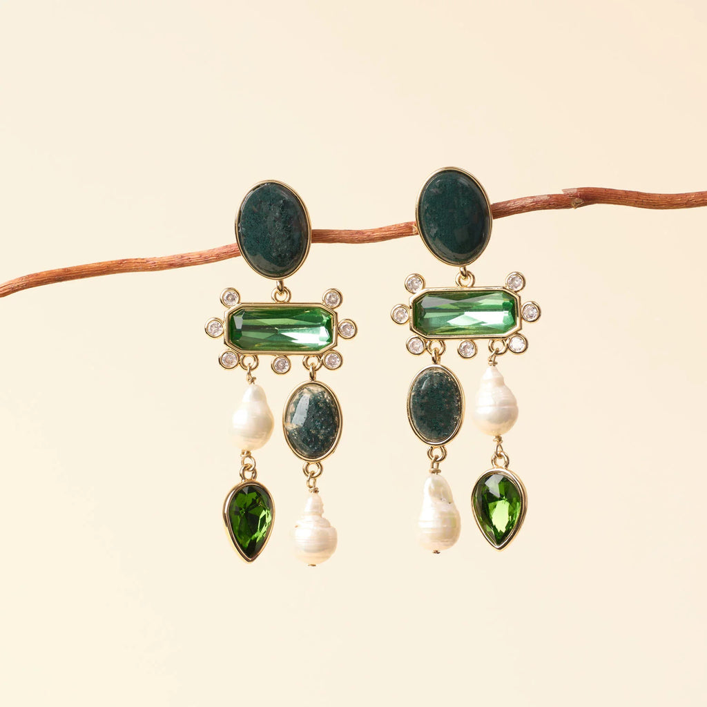 Luxe Greenwich Earrings Green Multi