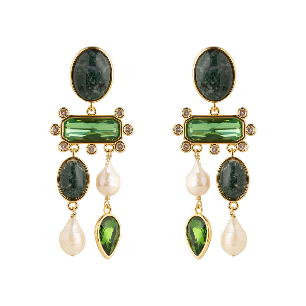 Luxe Greenwich Earrings Green Multi