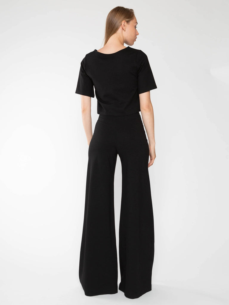 Ponte Knit Wide Leg Pant: Cropped