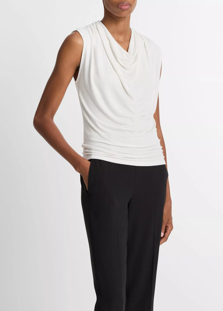 Jersey Draped Cowl-Neck Top